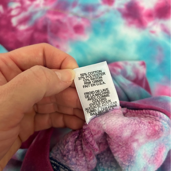 Aviator Nation Multi pink blue hand tie dye zip hoodie M - Picture 8 of 9